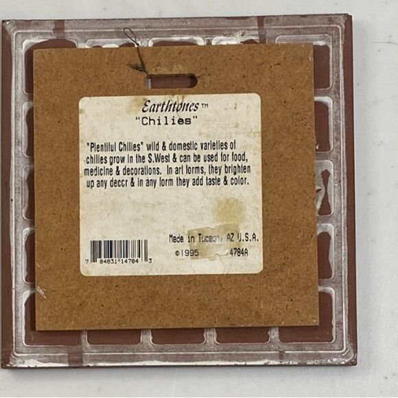 Vintage Earthtones Ceramic Trivet Southwestern Chili Peppers Decorative Tile - Picture 2 of 3